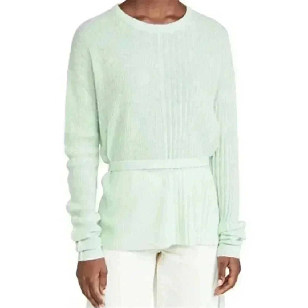 Helmut Lang Mint Green Wrap Button Alpaca Sweater - Picture 3 of 8